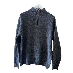 Iceland Wool Men's Pullover Sweater 1/4 Zip Blue Made in Italy SZ L #2369